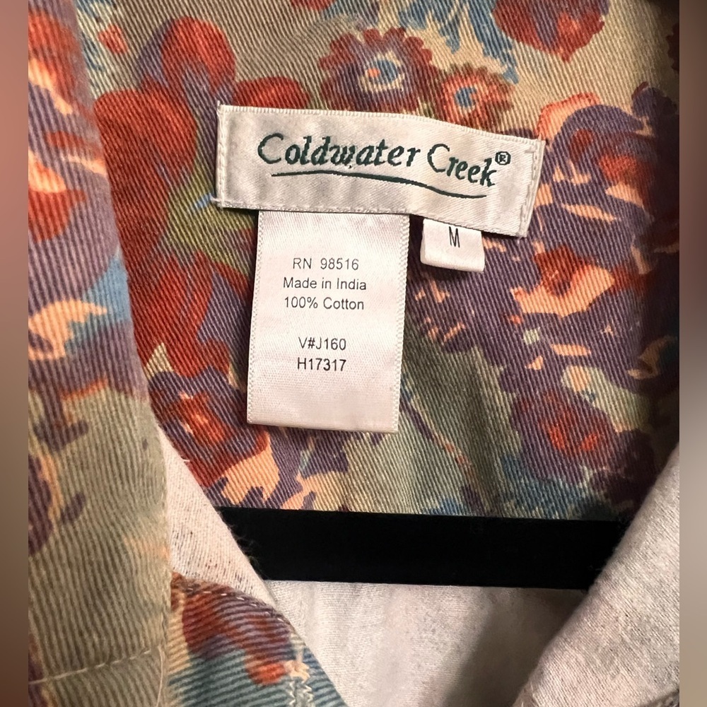 Coldwater Creek Denim Shirt Jacket M | Dusty-Floral motif | Lagenlook - Picture 5 of 5